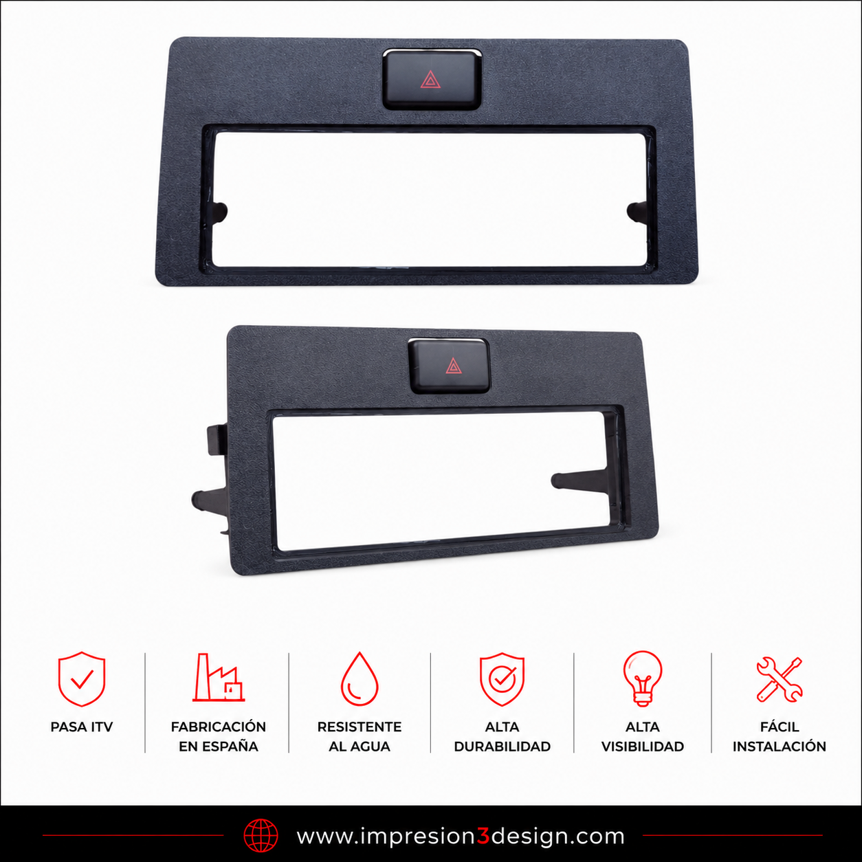 Marco Adaptador para Autorradio Nissan Terrano II (1993–2007) — Con Botón Warning Incluido, Encaje Perfecto