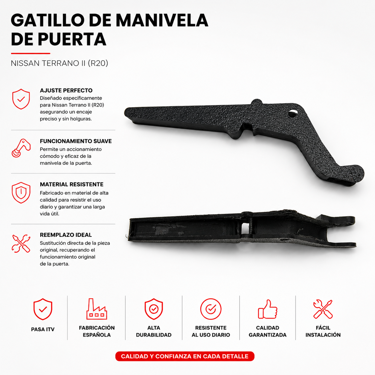 Gatillo portón trasero Nissan Terrano — La pieza que ya no fabrican, fabricada por nosotros