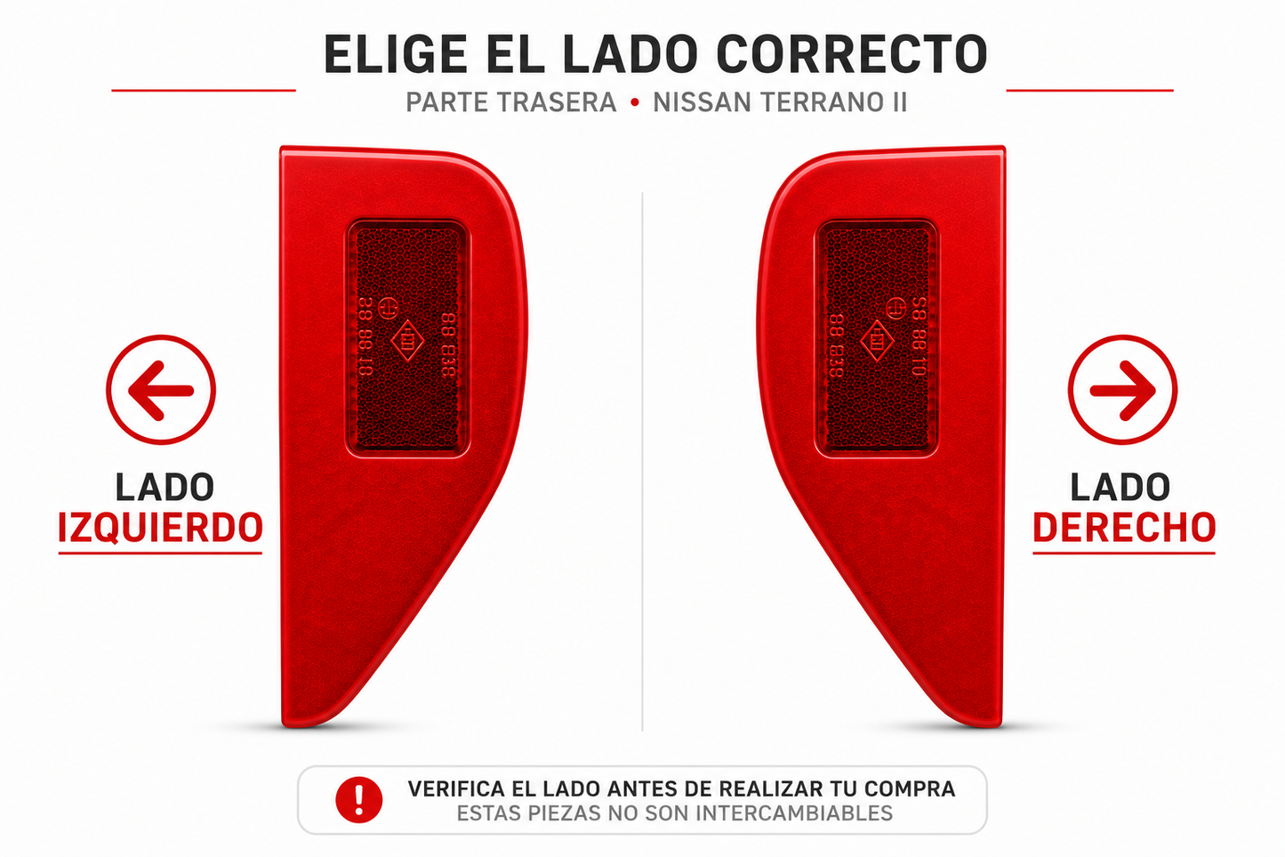 Catarifrangente Posteriore Nissan Terrano — Ricambio Fuori Produzione (Cod. 908160X800), Vestibilità Perfetta e Idoneo alla Revisione